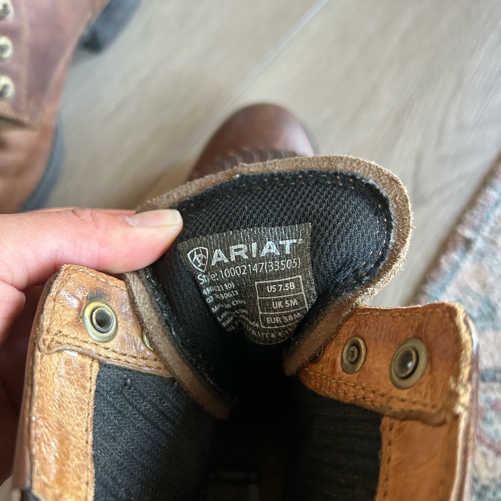 Ariat Brown Leather Lace Up Women's Boots - Picture 3 of 6